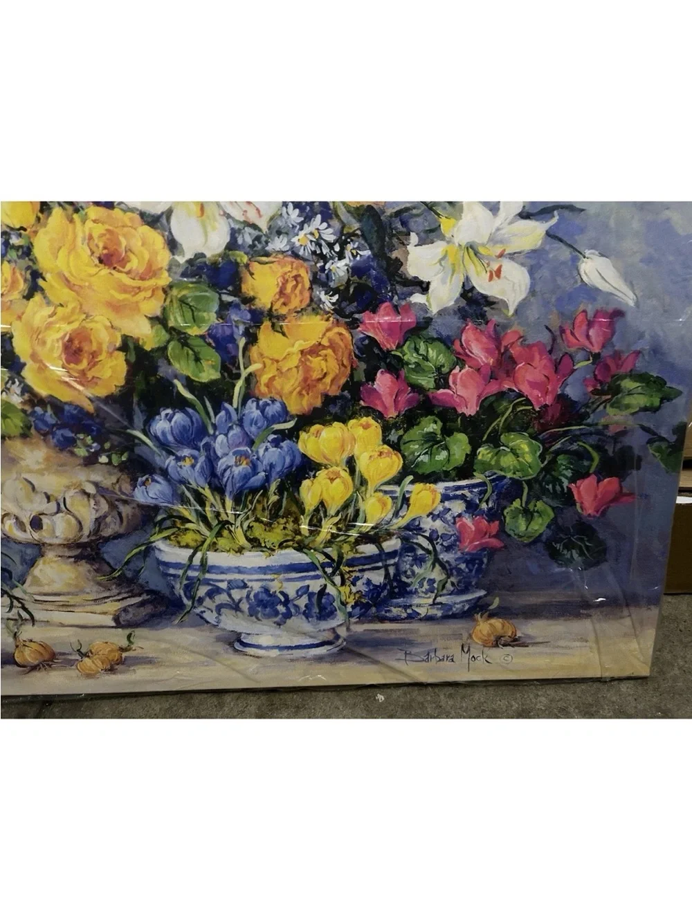 Yellow & Blue Floral Bouquet Wall Art Print - Home Wall Decor